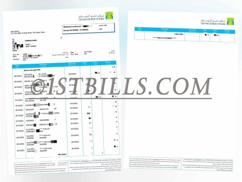 迪拜地址证明 Commercial Bank of Dubai银行账单 Dubai Address Proof Commercial Bank of Dubai