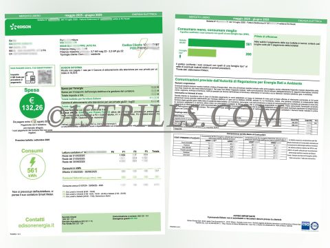 意大利水电费账单 意大利 Edison 电费账单地址证明 Italian water and electricity bills; proof of address for electricity bills in Edison, Italy.