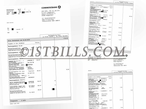 德国 Commerz银行账单 欧盟地址证明 Germany Commerzbank Statement PDF
