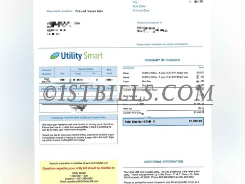 美国地址证明 加利福尼亚州 Utility Smart电费账单 Proof of U.S. Address California Utility Smart Electricity Bill