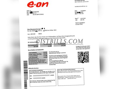 德国地址证明 eon电费账单德语 Germany eon Electricity bill