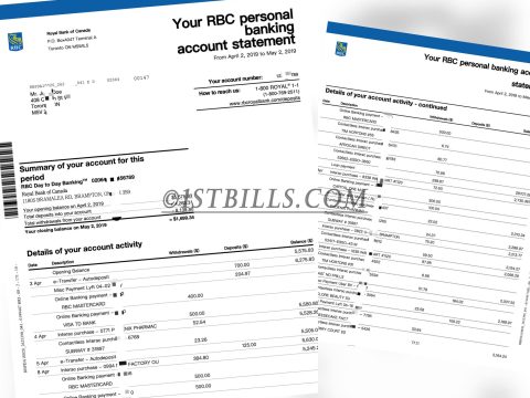 加拿大皇家银行RBC账单 Bank Statement（加拿大地址证明）