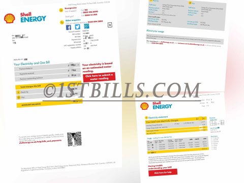 英国地址证明 电费燃气账单 ShellEnergy Electricity and Gas Bill PDF