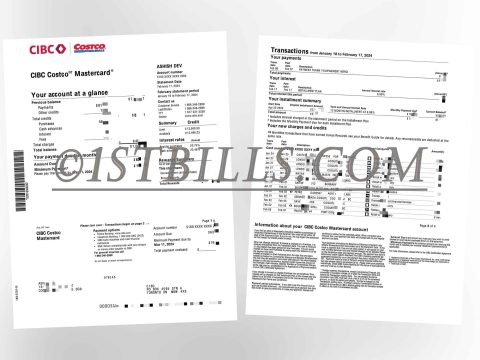 加拿大 帝国商业银行信用卡账单 地址证明 Canadian Imperial Bank of Commerce credit card statement Proof of address