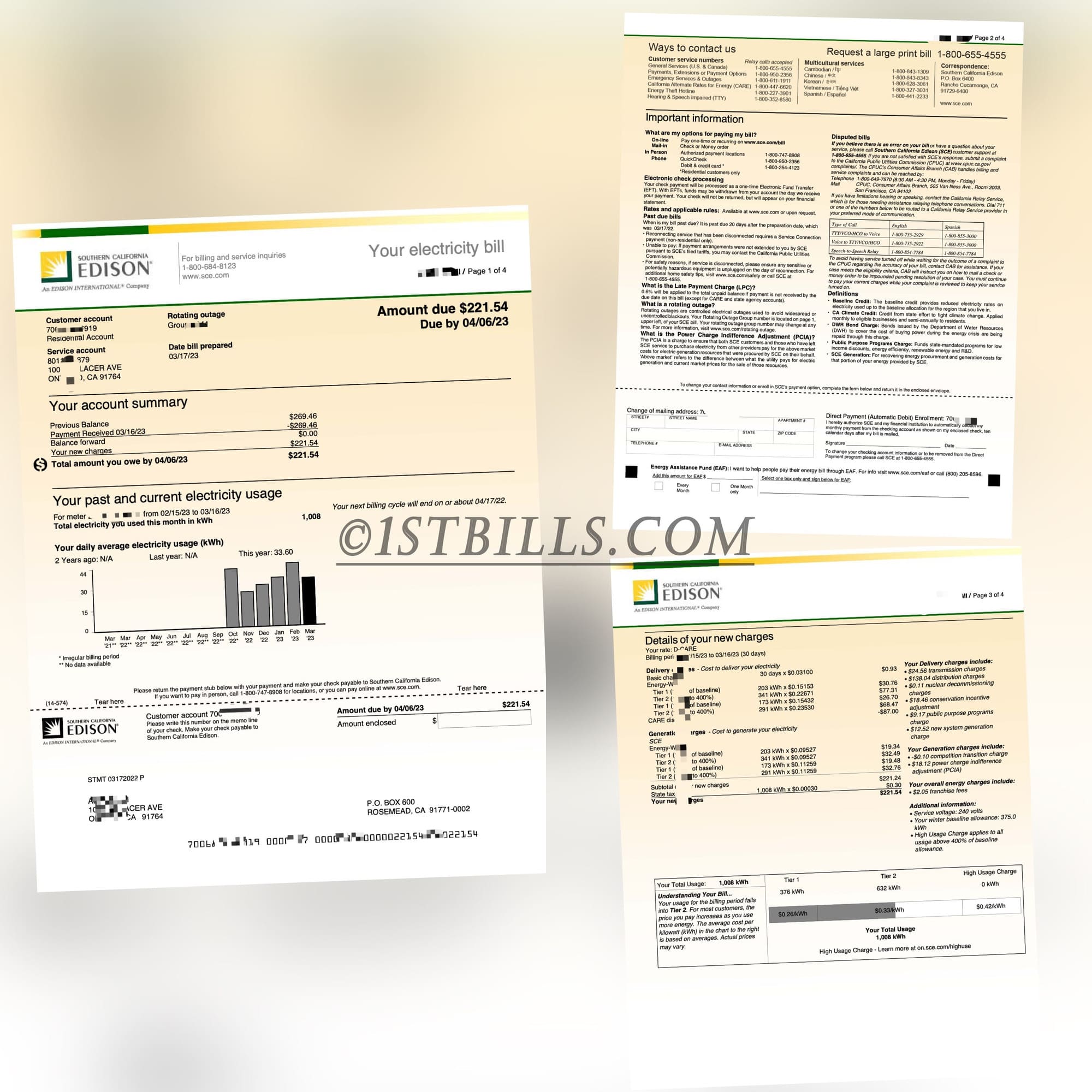 加拿大EDISON电费账单 地址证明  Canada Proof of Address EDISON Electricity