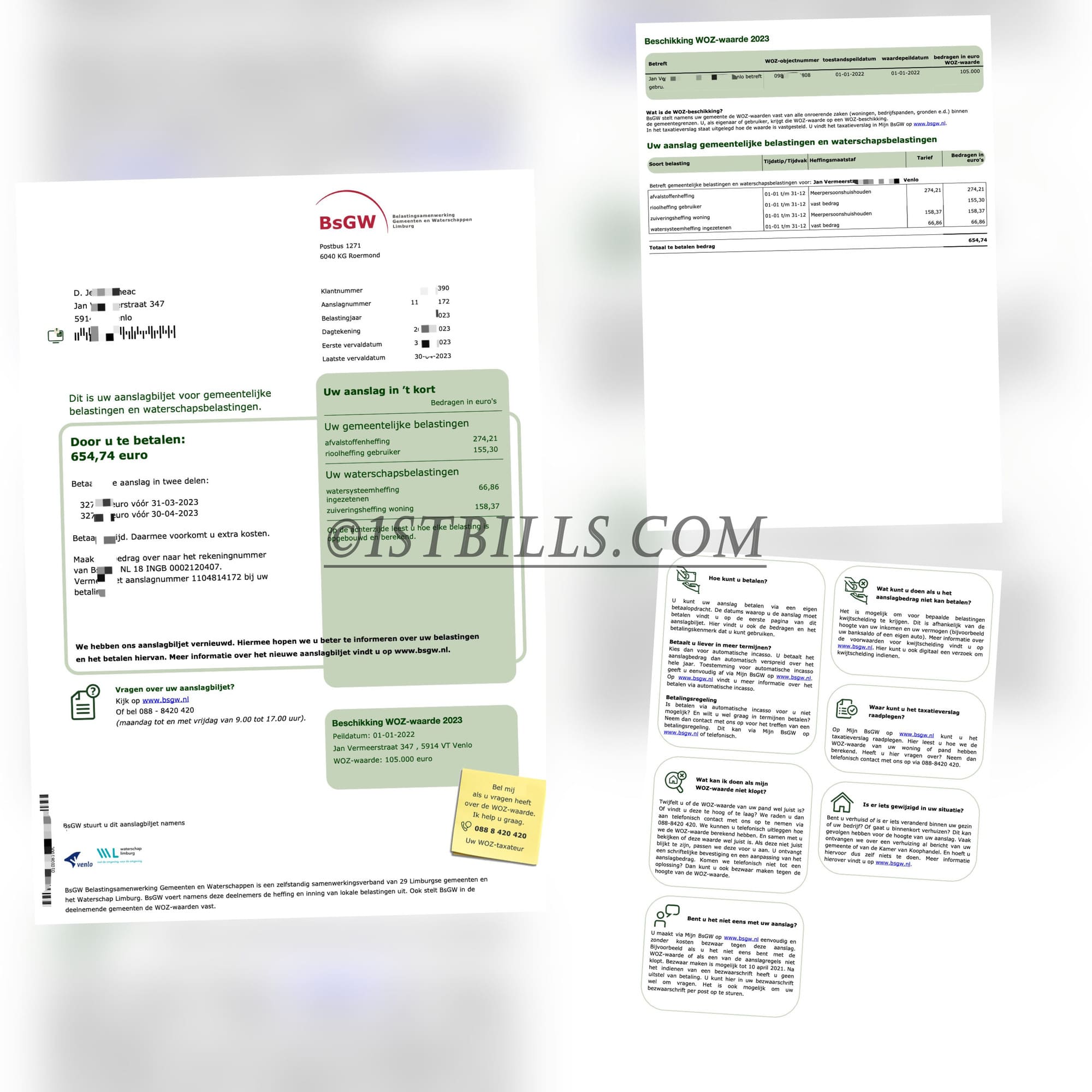 荷兰地址证明 管道使用费账单荷兰语 Holland BsGW pipeline usage bill（欧盟地址证明）